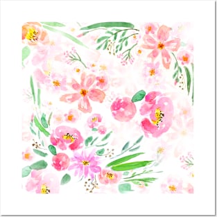 pink flowers pattern 1 Posters and Art